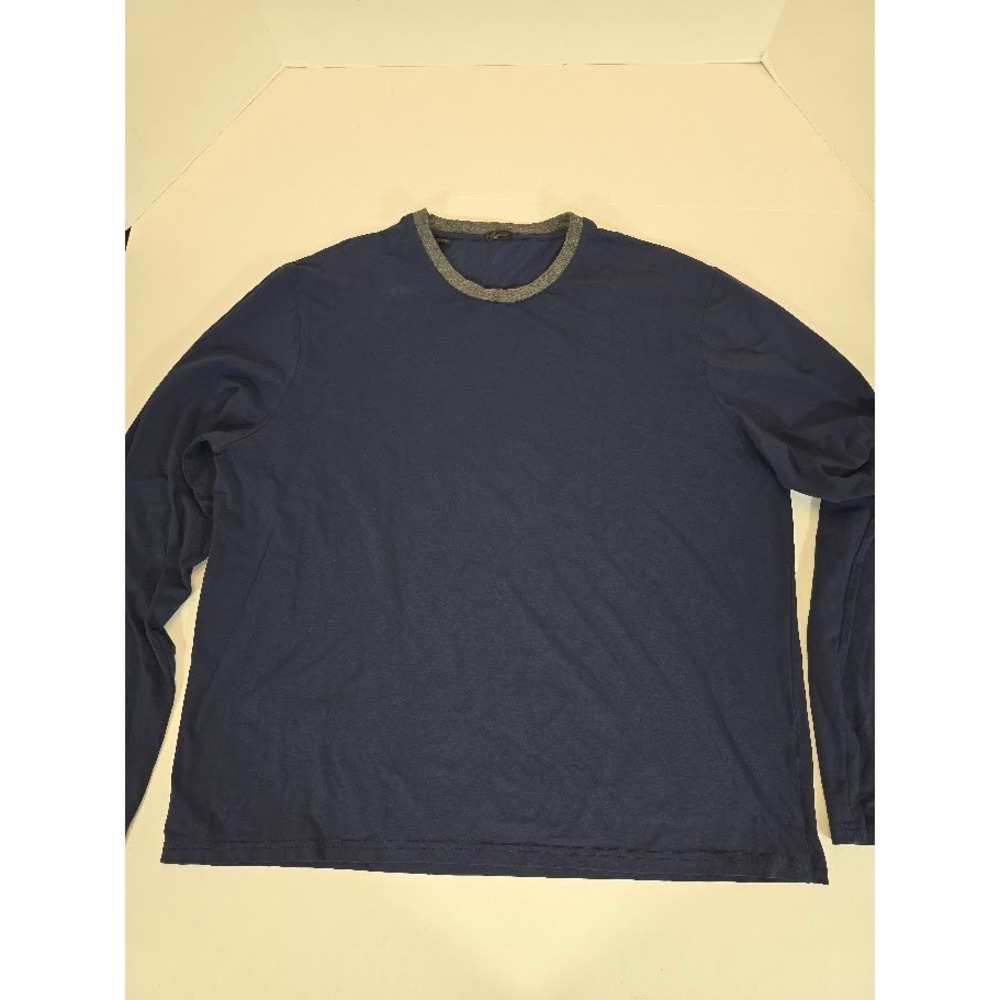 Saks Fifth Avenue Men's XXL Long Sleeve Blue Crew Neck T-Shirt Italian‎